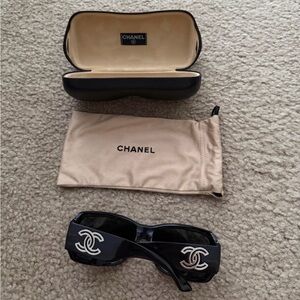 CHANEL Black Sunglasses with White CC Logos